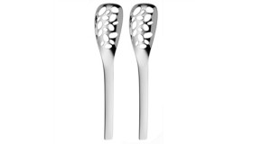 Vela Stainless Steel Pierced Serving Spoon, 10-Inch
